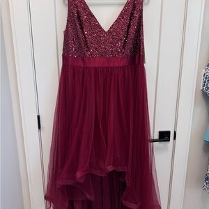 SALE (was $98) Ever Pretty Burgundy Sequin Tulle High-Low Formal Dress